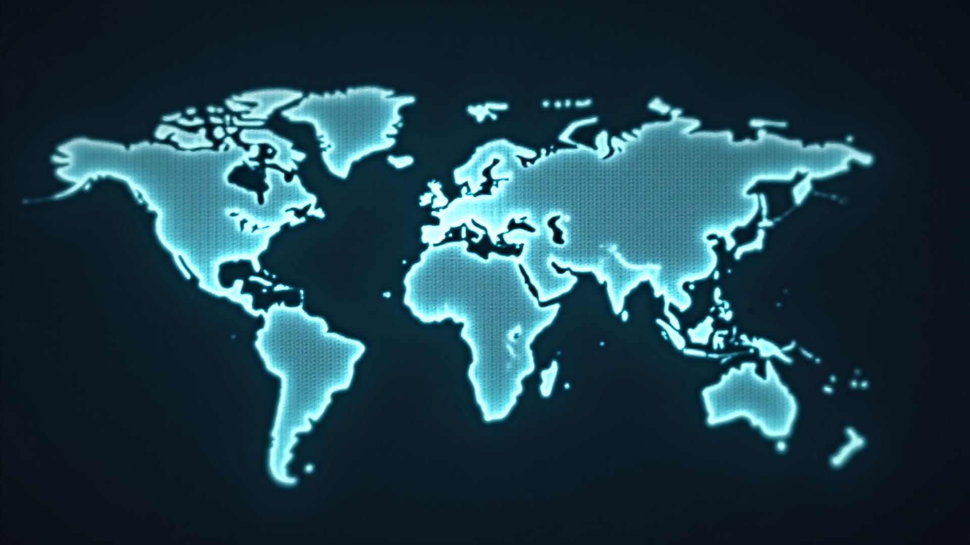 Global network map with glowing monitoring nodes and data paths